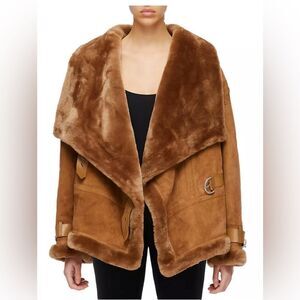 Shoreditch Ski Club Darling Buckled Shearling Coat size XS